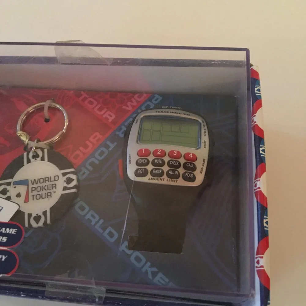World Poker Tour Travel Game Wrist Watch Texas Hold'em Official With keychain